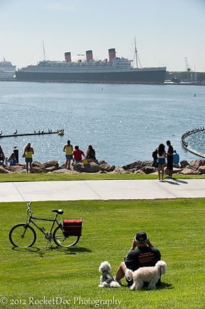 Looking out over the hazy Queen Mary.
